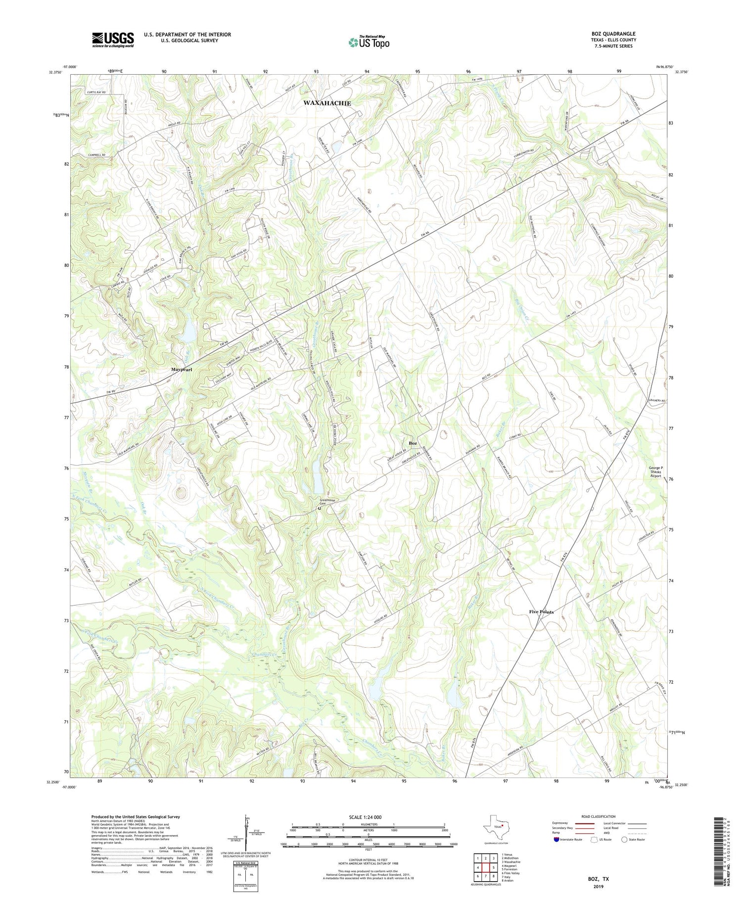 Boz Texas US Topo Map Image