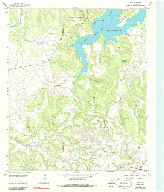 Classic USGS Brad Texas 7.5'x7.5' Topo Map Image