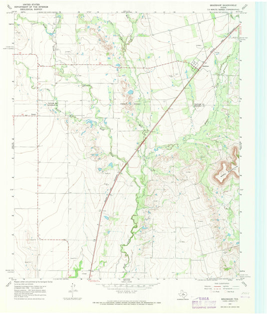 Classic USGS Bradshaw Texas 7.5'x7.5' Topo Map Image