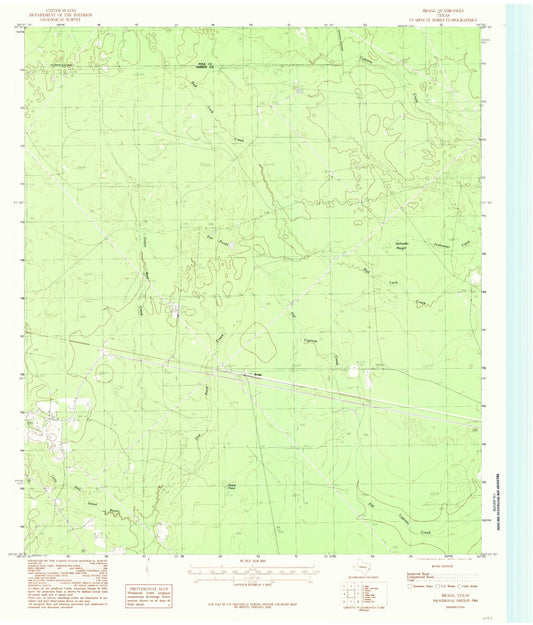 Classic USGS Bragg Texas 7.5'x7.5' Topo Map Image