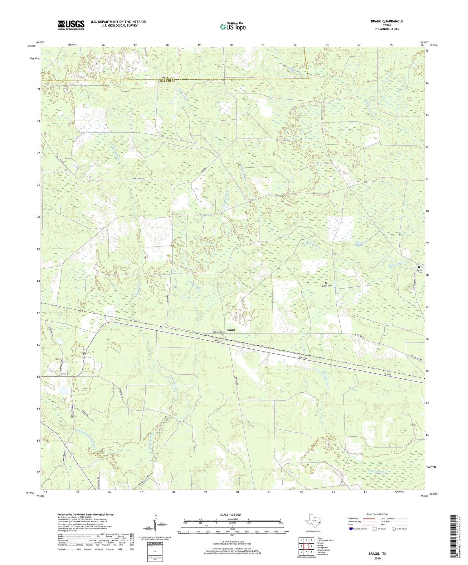 Bragg Texas US Topo Map Image