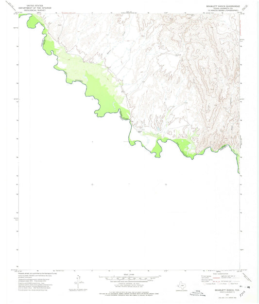 Classic USGS Bramlett Ranch Texas 7.5'x7.5' Topo Map Image