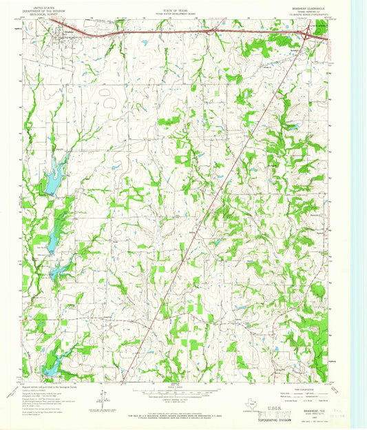 Classic USGS Brashear Texas 7.5'x7.5' Topo Map Image