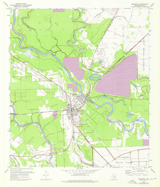 Classic USGS Brazoria Texas 7.5'x7.5' Topo Map Image