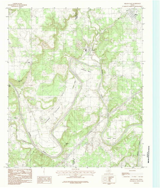 Classic USGS Brazos East Texas 7.5'x7.5' Topo Map Image
