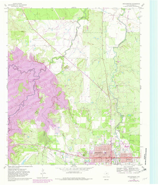 Classic USGS Breckenridge Texas 7.5'x7.5' Topo Map Image