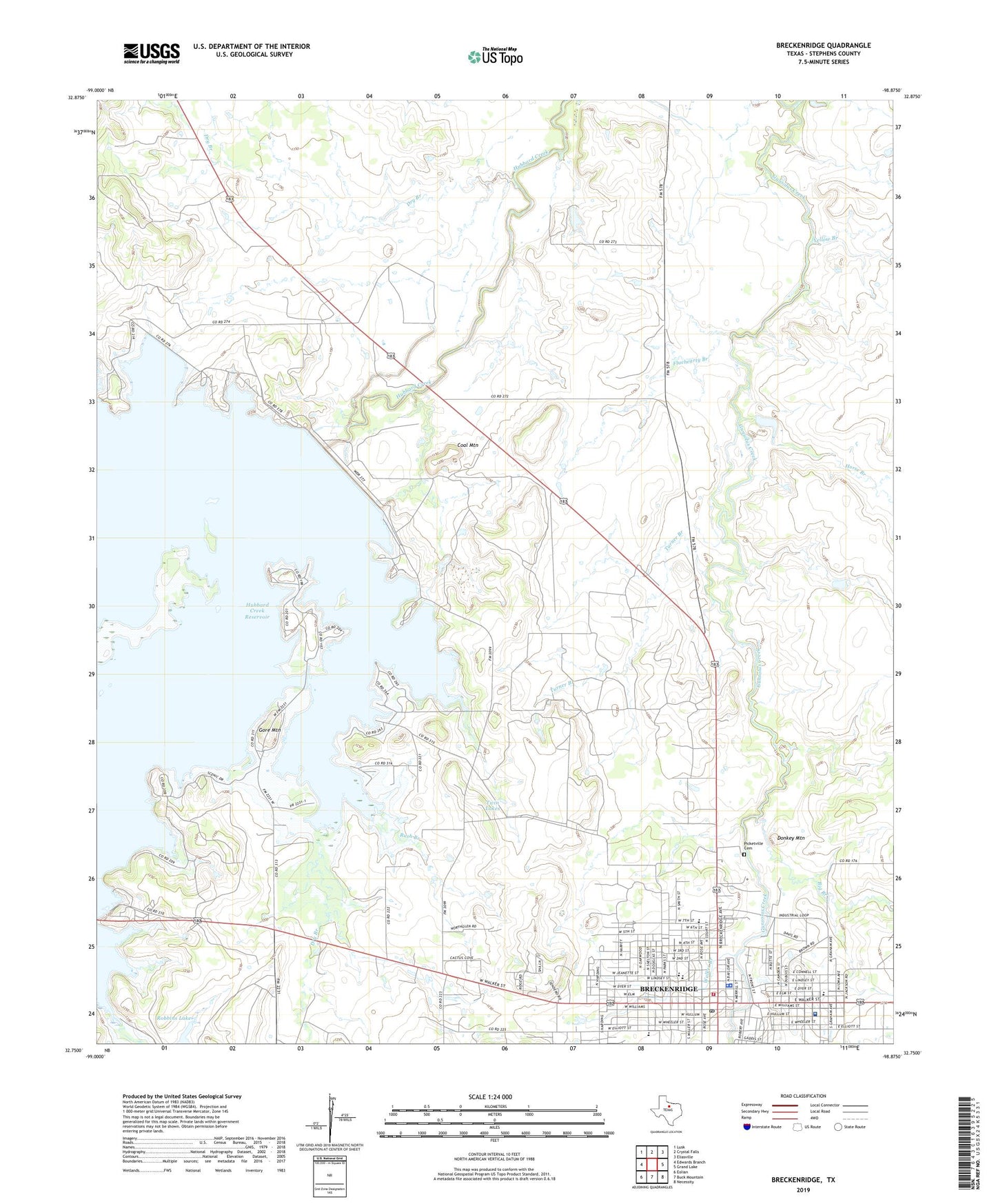 Breckenridge Texas US Topo Map Image