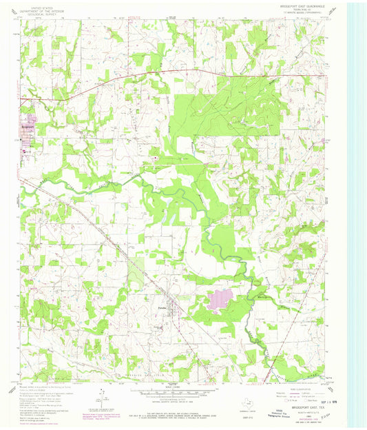 Classic USGS Bridgeport East Texas 7.5'x7.5' Topo Map Image