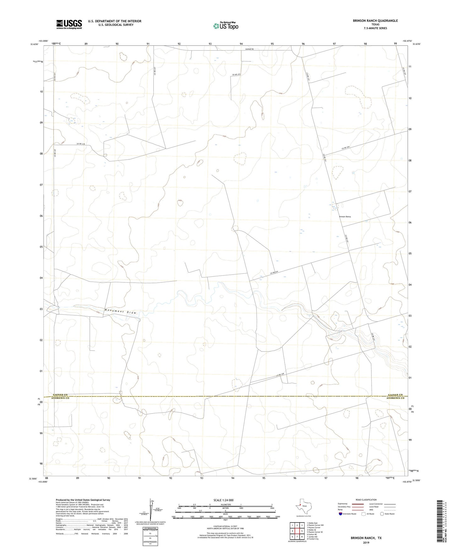 Brinson Ranch Texas US Topo Map Image