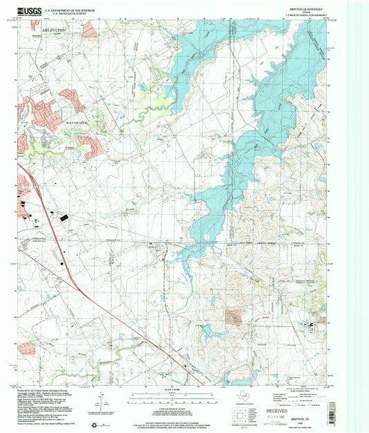 Classic USGS Britton Texas 7.5'x7.5' Topo Map Image