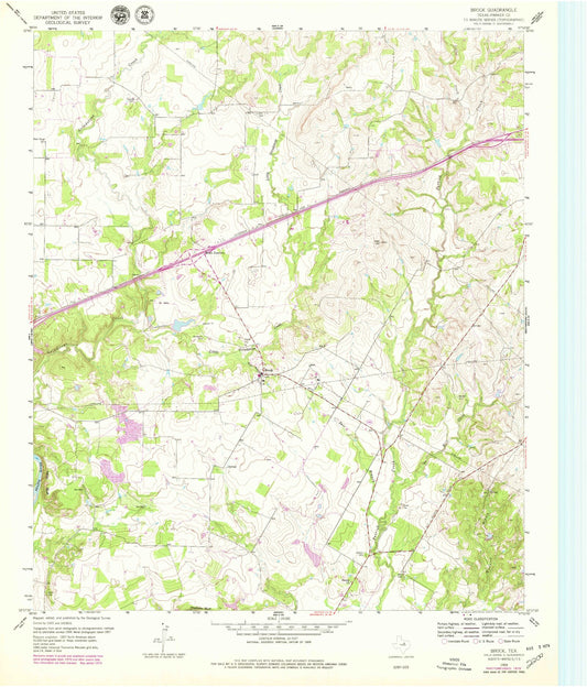 Classic USGS Brock Texas 7.5'x7.5' Topo Map Image