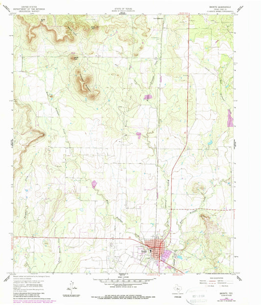 Classic USGS Bronte Texas 7.5'x7.5' Topo Map Image