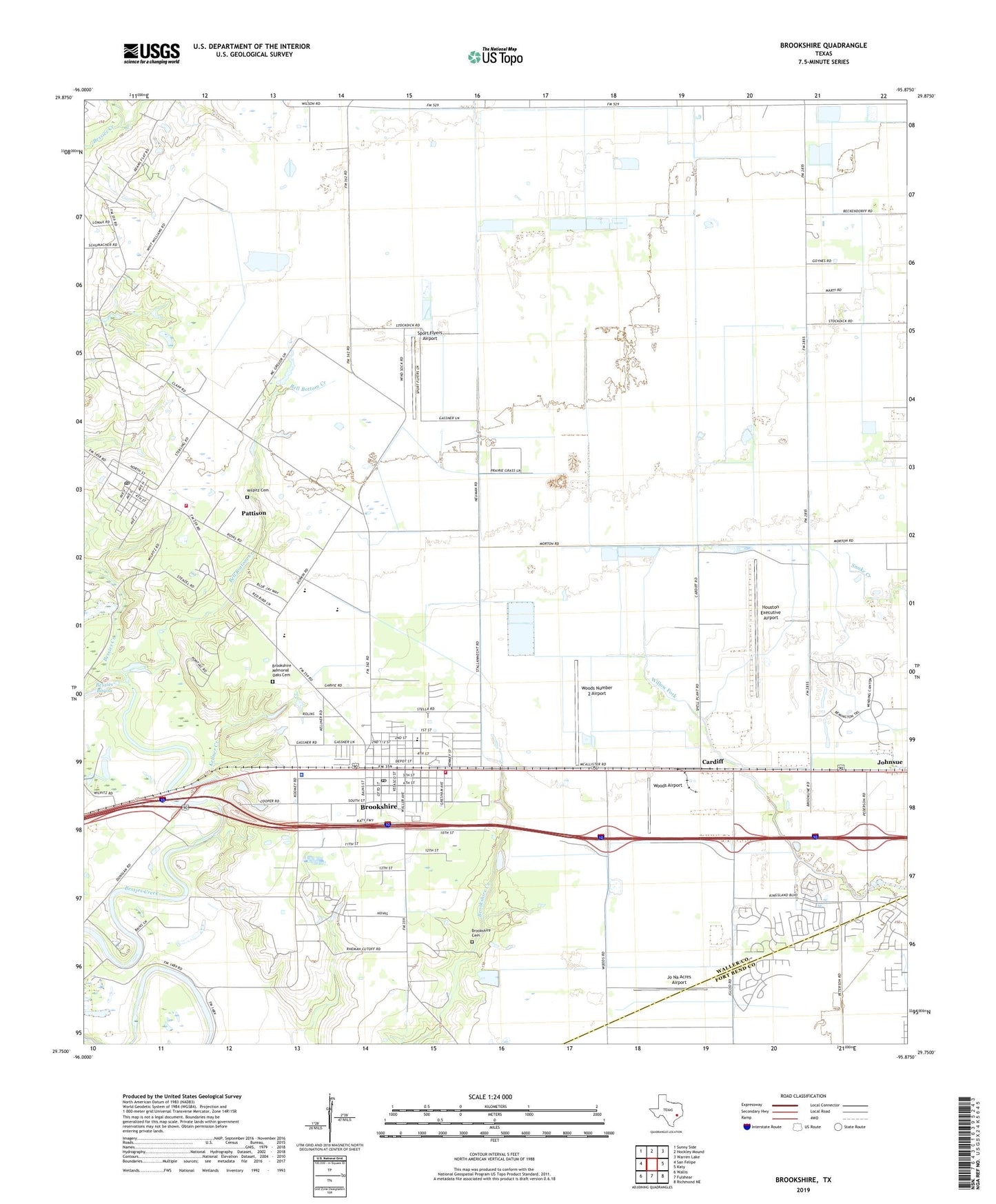 Brookshire Texas US Topo Map Image