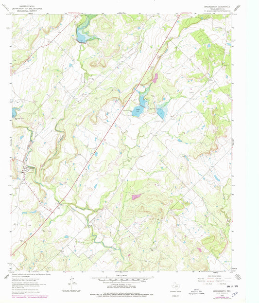 Classic USGS Brookesmith Texas 7.5'x7.5' Topo Map Image