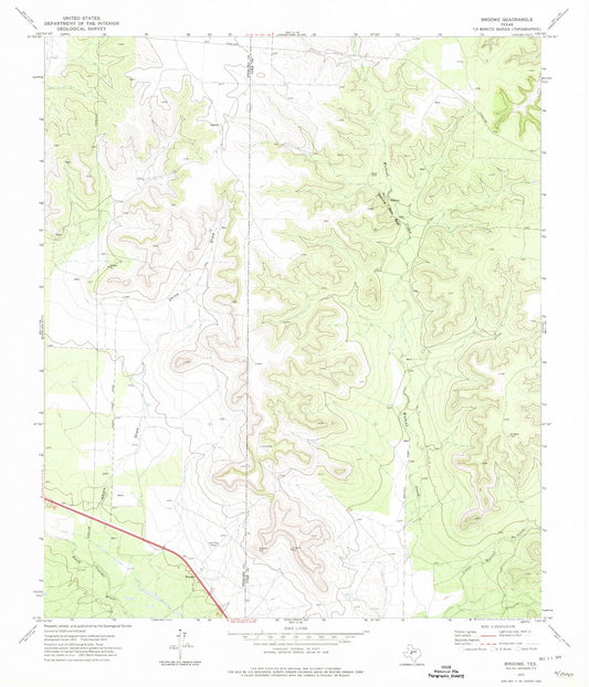Classic USGS Broome Texas 7.5'x7.5' Topo Map Image