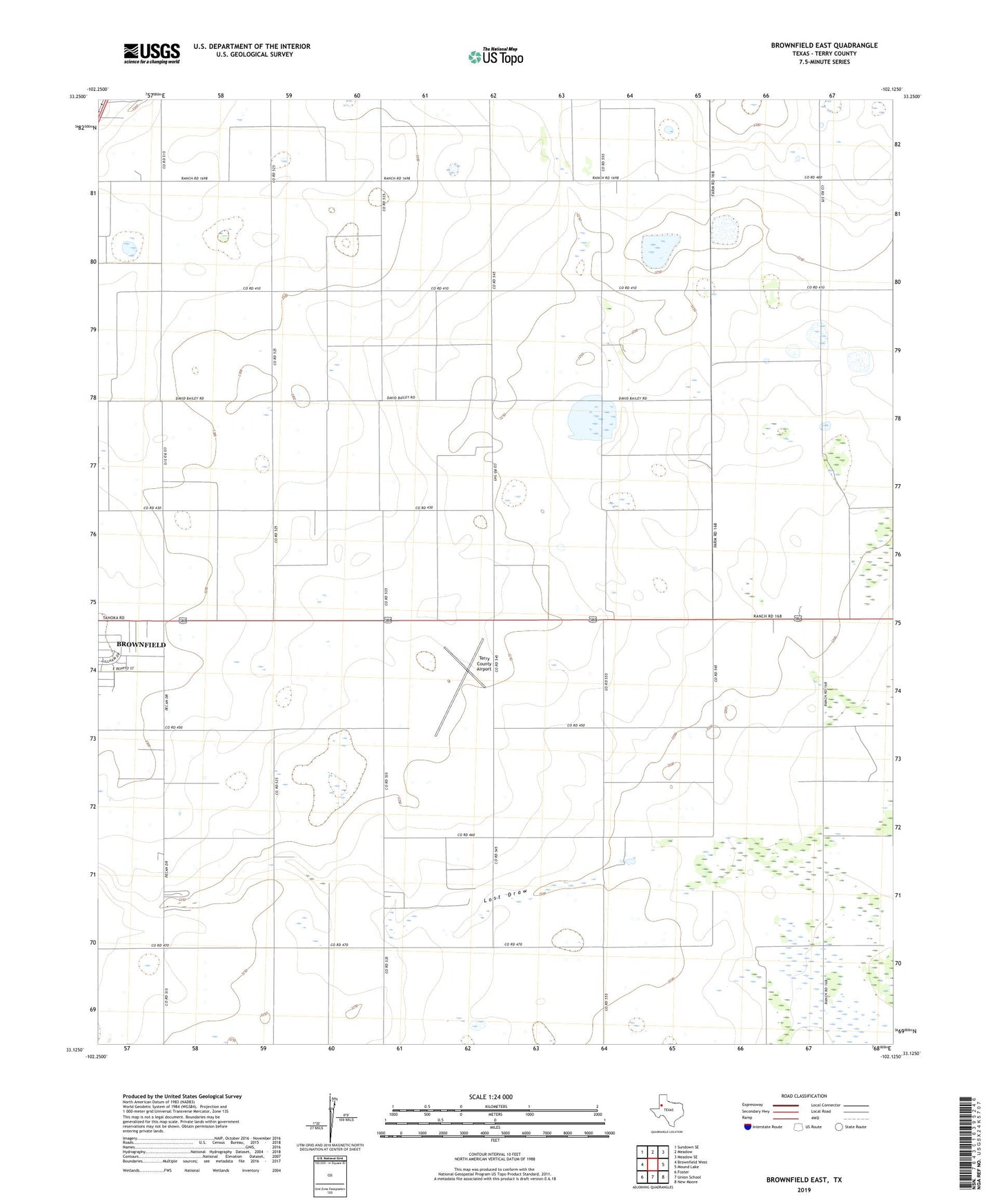 Brownfield East Texas US Topo Map Image