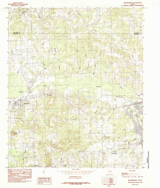 Classic USGS Brownsboro Texas 7.5'x7.5' Topo Map Image