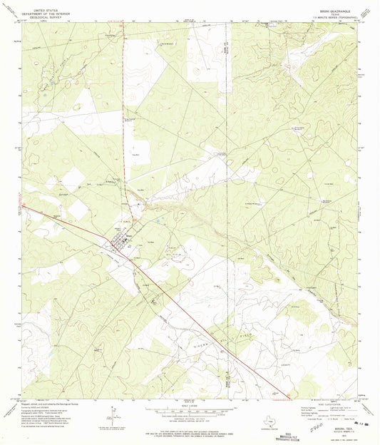 Classic USGS Bruni Texas 7.5'x7.5' Topo Map Image