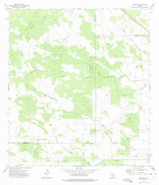 Classic USGS Bruni SE Texas 7.5'x7.5' Topo Map Image