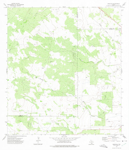 Classic USGS Bruni SE Texas 7.5'x7.5' Topo Map Image