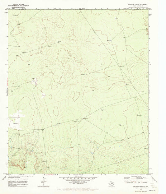 Classic USGS Brunson Ranch Texas 7.5'x7.5' Topo Map Image