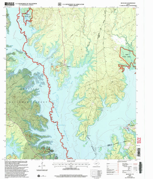 Classic USGS Buck Bay Texas 7.5'x7.5' Topo Map Image
