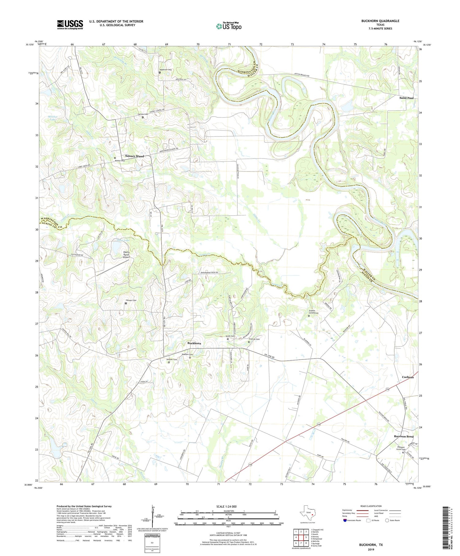 Buckhorn Texas US Topo Map Image