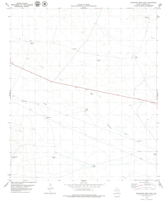 Classic USGS Buckhorn Draw East Texas 7.5'x7.5' Topo Map Image