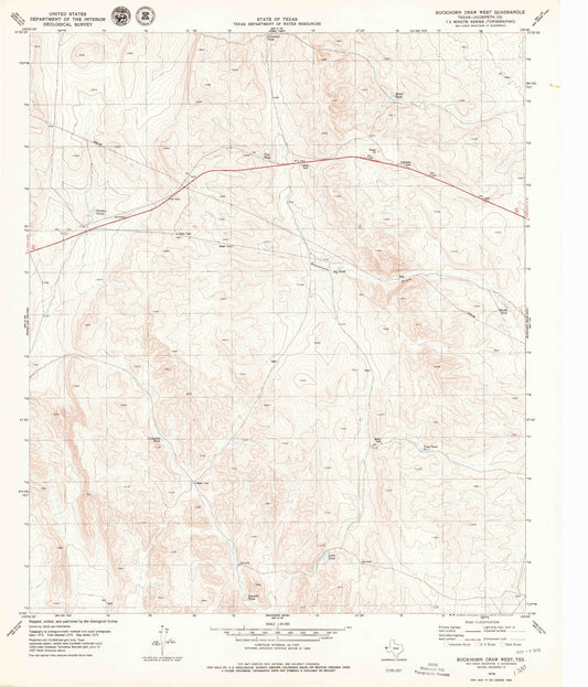 Classic USGS Buckhorn Draw West Texas 7.5'x7.5' Topo Map Image
