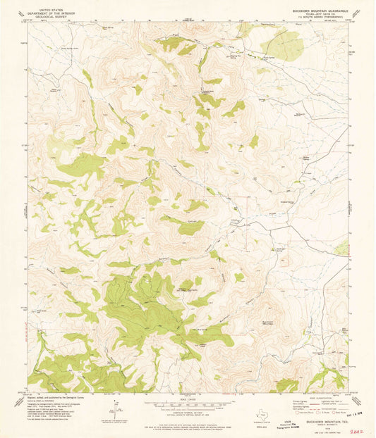 Classic USGS Buckhorn Mountain Texas 7.5'x7.5' Topo Map Image