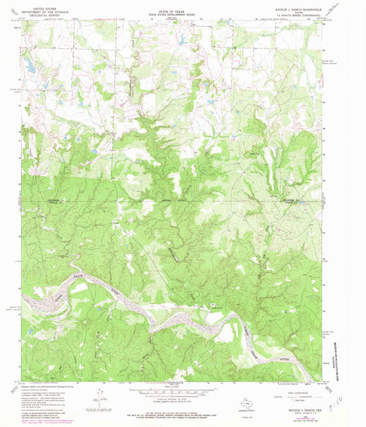 Classic USGS Buckle L Ranch Texas 7.5'x7.5' Topo Map Image