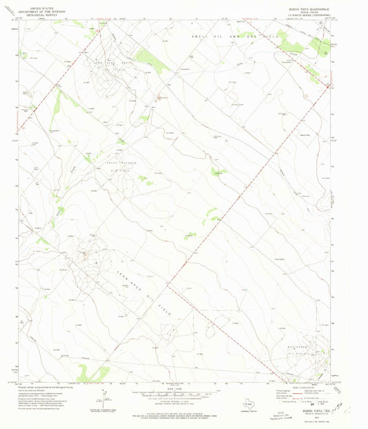 Classic USGS Buena Vista Texas 7.5'x7.5' Topo Map Image