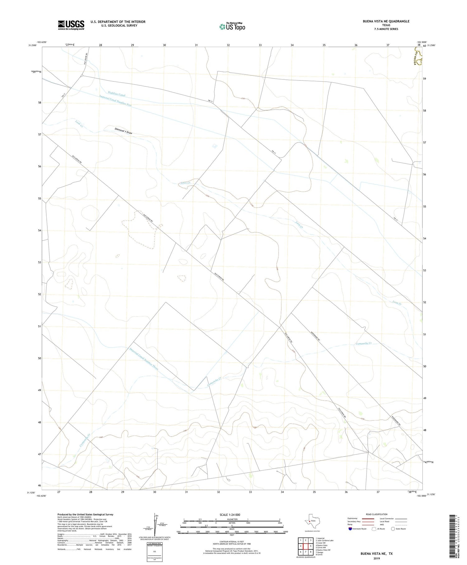 Buena Vista NE Texas US Topo Map Image