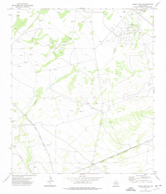 Classic USGS Buena Vista SW Texas 7.5'x7.5' Topo Map Image