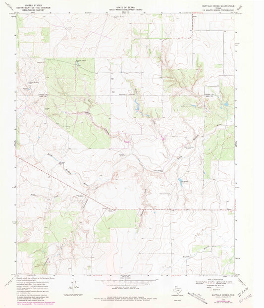 Classic USGS Buffalo Creek Texas 7.5'x7.5' Topo Map Image