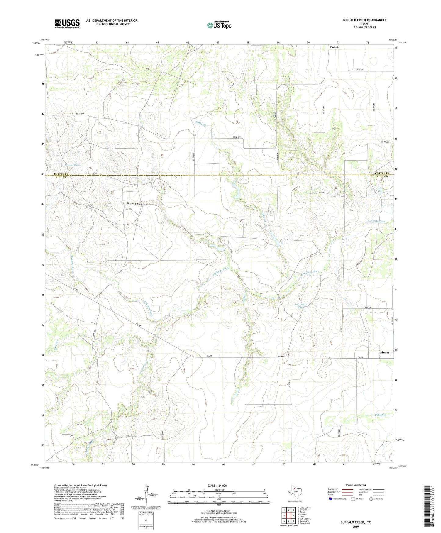 Buffalo Creek Texas US Topo Map Image
