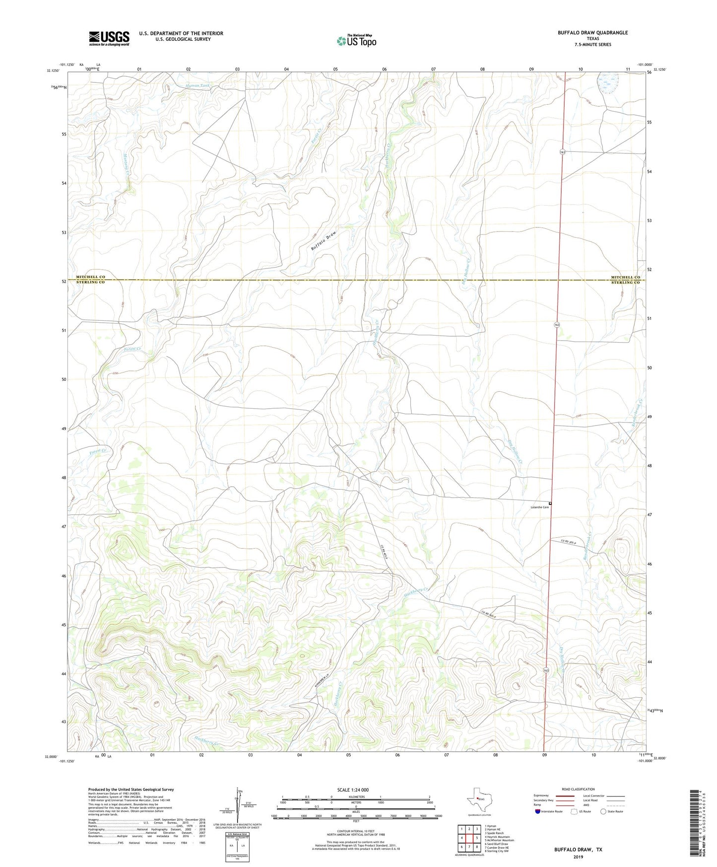 Buffalo Draw Texas US Topo Map Image
