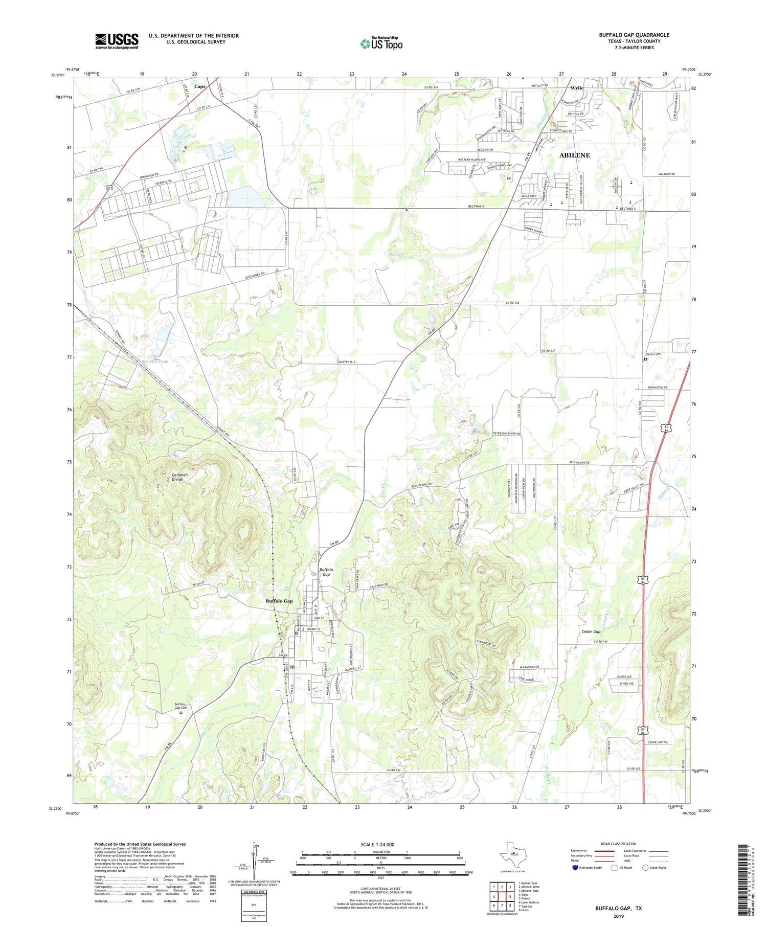 Buffalo Gap Texas US Topo Map Image
