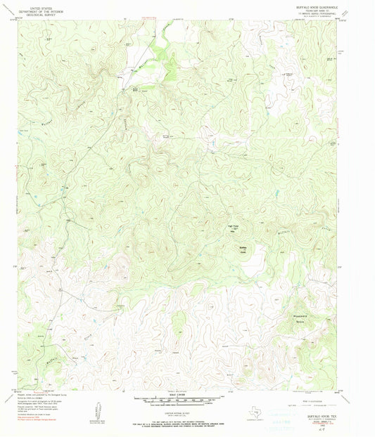 Classic USGS Buffalo Knob Texas 7.5'x7.5' Topo Map Image