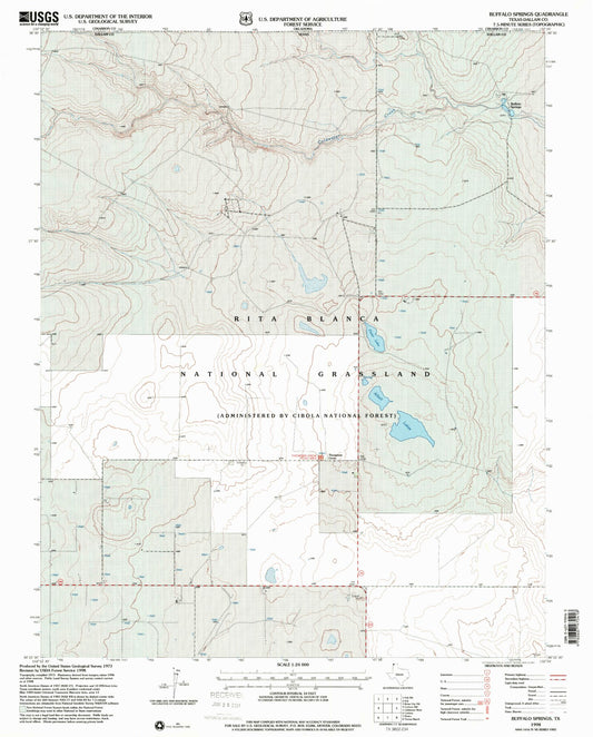 Classic USGS Buffalo Springs Texas 7.5'x7.5' Topo Map Image
