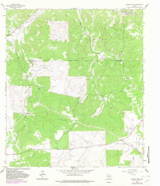 Classic USGS Buffalo Well Texas 7.5'x7.5' Topo Map Image