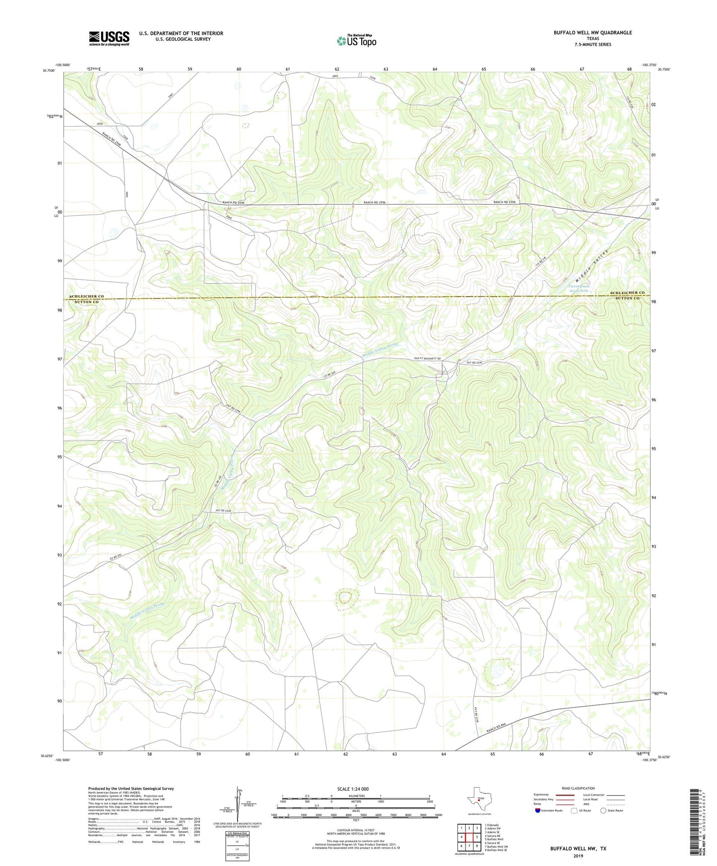 Buffalo Well NW Texas US Topo Map Image