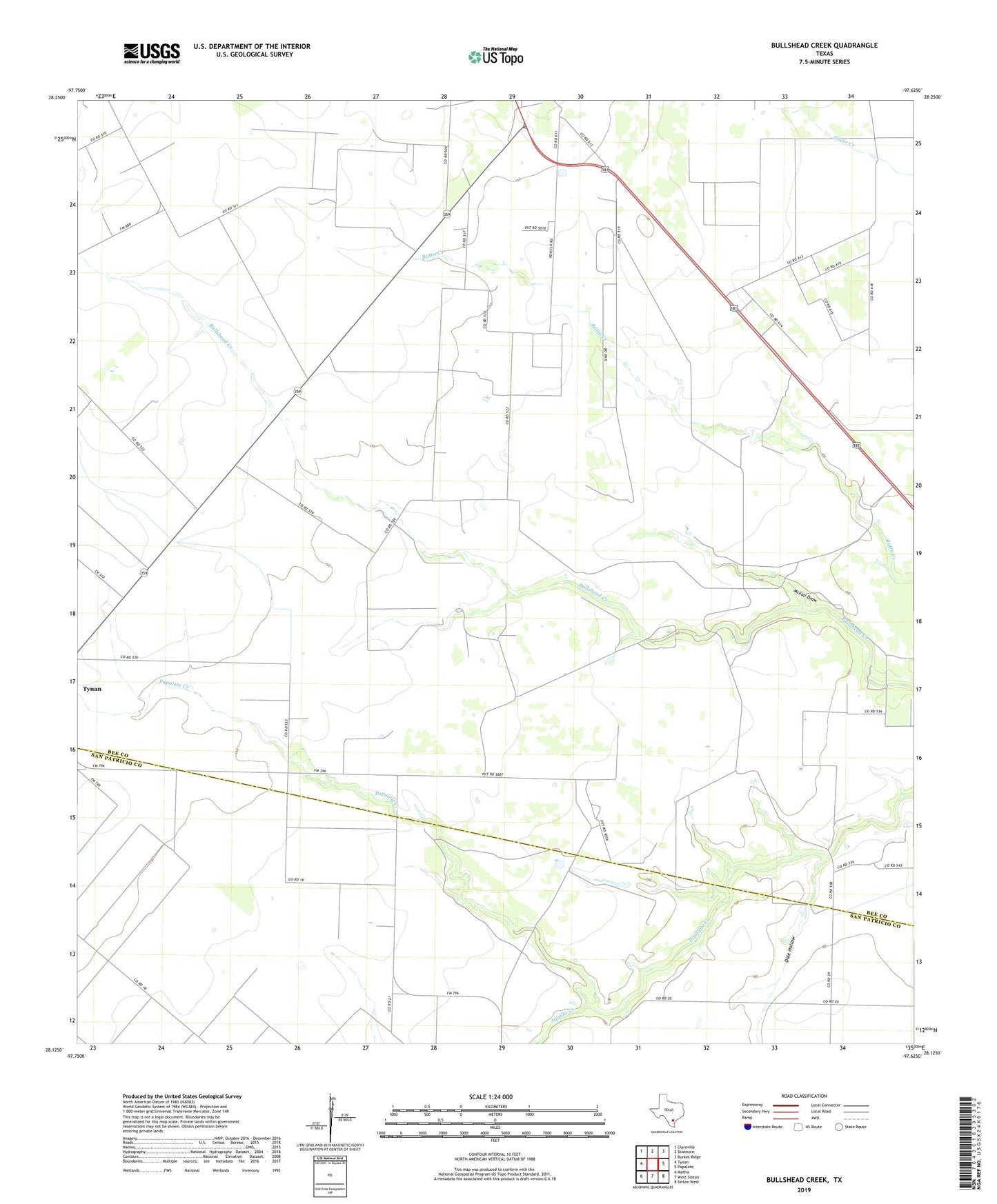 Bullshead Creek Texas US Topo Map Image