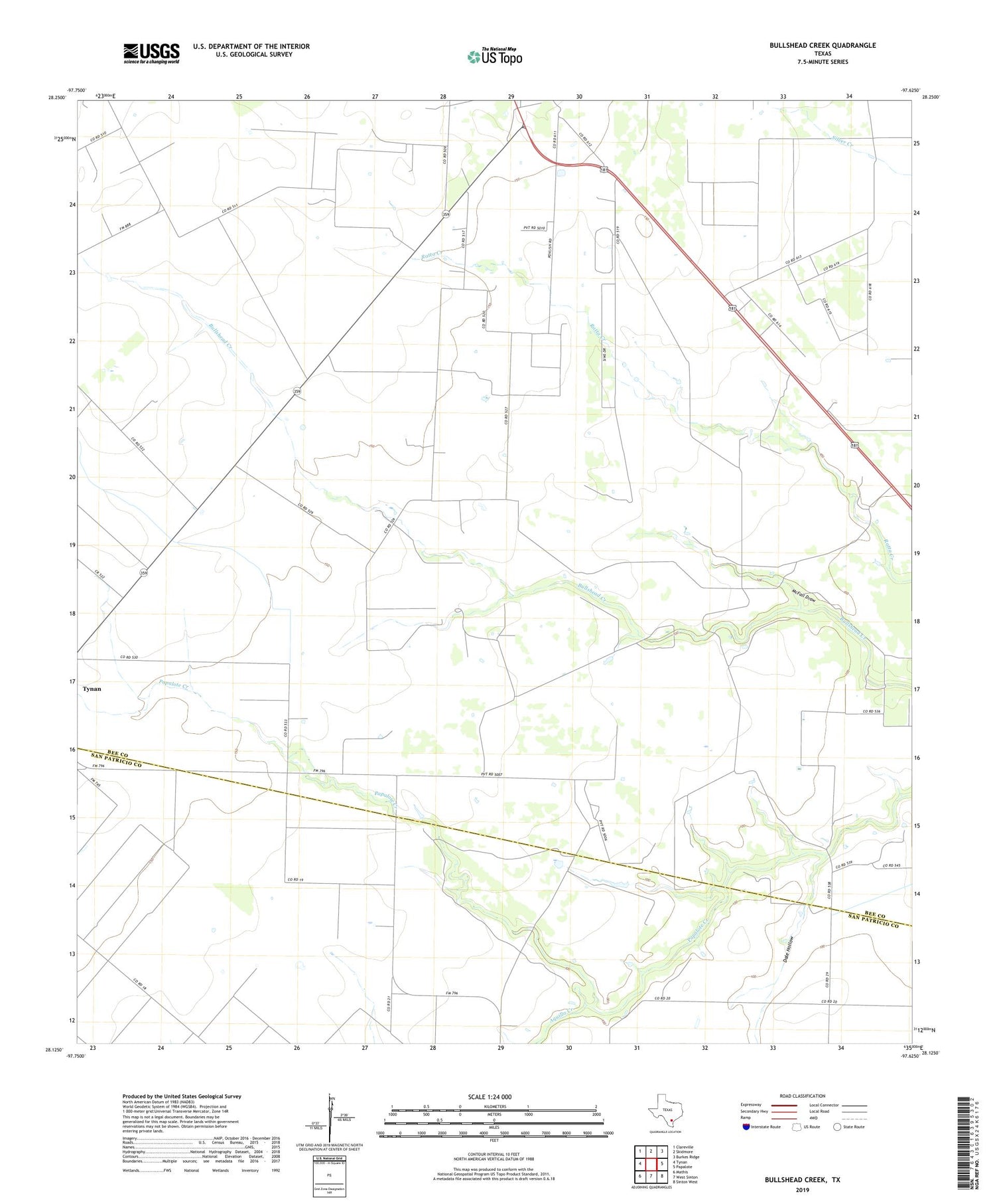 Bullshead Creek Texas US Topo Map Image