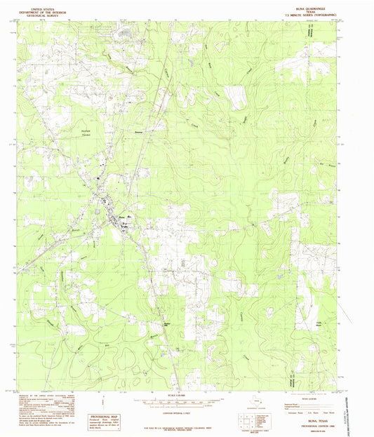 Classic USGS Buna Texas 7.5'x7.5' Topo Map Image