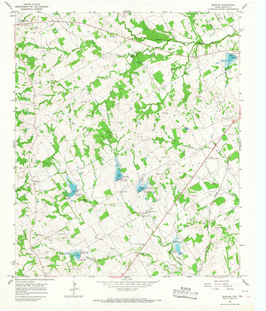 Classic USGS Bunyan Texas 7.5'x7.5' Topo Map Image