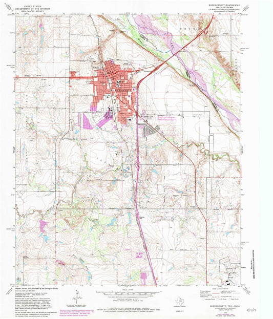 Classic USGS Burkburnett Texas 7.5'x7.5' Topo Map Image