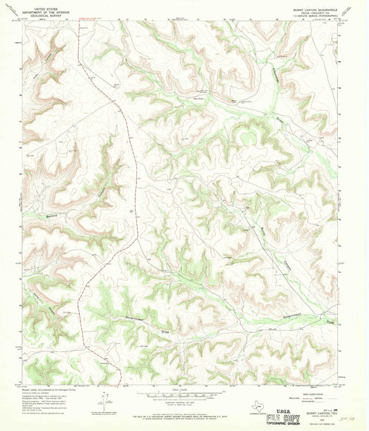 Classic USGS Burnt Canyon Texas 7.5'x7.5' Topo Map Image