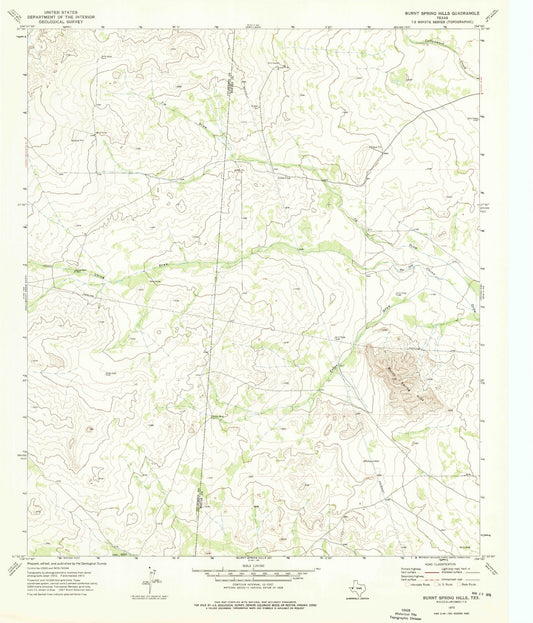 Classic USGS Burnt Spring Hills Texas 7.5'x7.5' Topo Map Image