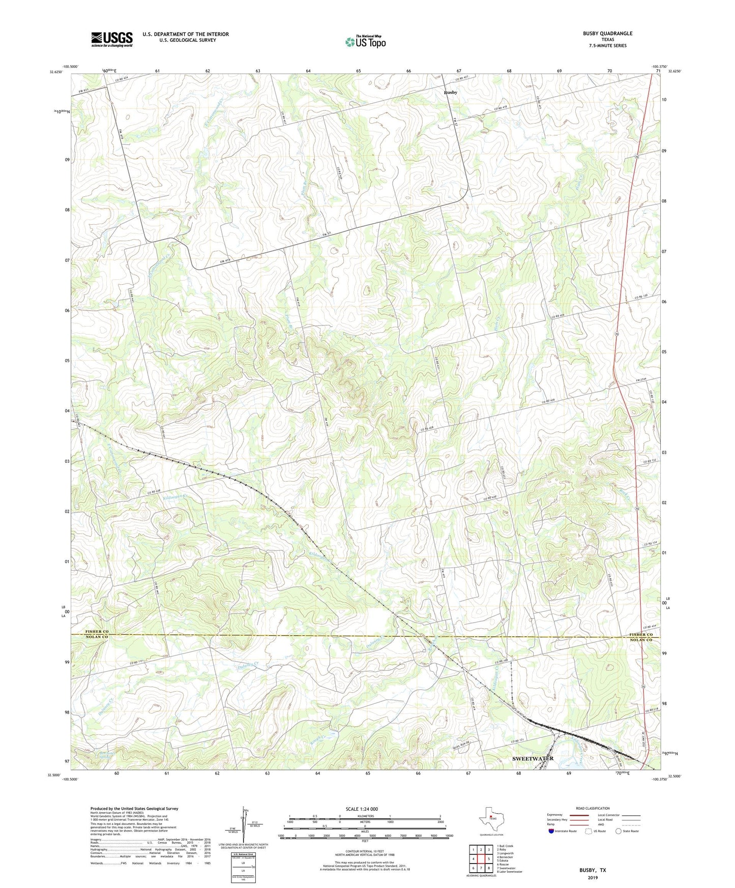 Busby Texas US Topo Map Image